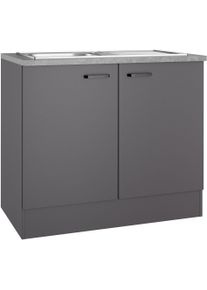 Sp&uuml;lenschrank Optifit "OPTImulti", anthrazit matt, anthrazit matt, B:100cm H:88cm T:60cm, Holzwerkstoff, Schr&auml;nke, Sp&uuml;lenschrank, Breite 100 cm, Tiefe 60 cm, inkl. Arbeitsplatte und Einbausp&uuml;le
