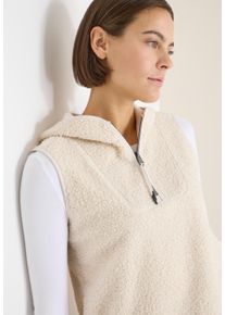 Fellweste Cecil, Damen, Gr. S (38), teddy vanillewei&szlig;, Pl&uuml;sch, Obermaterial: 100% Polyester, unifarben, normal h&uuml;ftbedeckend, Rundhals, Westen Fellweste, Teddy-Weste mit Troyerkragen und Kapuze