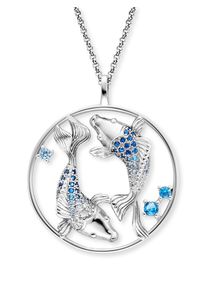 Kette mit Anh&auml;nger Engelsrufer "Yin Yang Fisch", blau (silberfarben, kristallwei&szlig;, aquablau, blau, hellblau), Halsketten, Damen, Silber 925 (Sterlingsilber), L: 50 B: 1,42mm, Kette mit Anh&auml;nger, Made in Germany - mit Zirkonia (synth.), B:1,42mm
