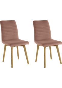 Esszimmerstuhl OTTO products "Alessja", braun (zimt, eiche natur, zimt), B:47cm H:94cm T:62cm, Holzwerkstoff, Massivholz, Polyester, St&uuml;hle, Esszimmerstuhl, Bezug aus Microfaser, Gestell aus Eiche Massivholz