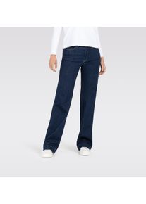 Weite Jeans MAC "Dream Wide authentic", Damen, Gr. 46, L&auml;nge 34, blau (fashion rinsed34), Denim/Jeans, Obermaterial: 90% Baumwolle, 7% Elastomultiester, 3% Elasthan, unifarben, straight fit lang, Jeans Weite Jeans, mit formendem Shaping-Effekt