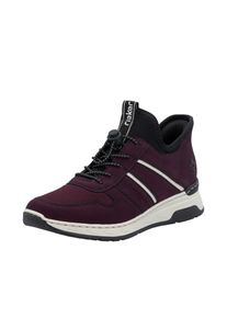 Slip-On Sneaker Rieker "Ready2GO", Damen, Gr. 42, lila (brombeere, schwarz), Nubuklederimitat, Textil, Schuhe Slip-On Sneaker, Schlupfschuh, Halbschuh, Freizeitsneaker mit MemoSoft-Innensohle