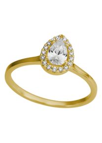 Fingerring Firetti "Schmuck Geschenk Gold 333 Damenring Goldring Tropfen" Gr. 19, gelbgoldfarben, kristallwei&szlig;, Fingerringe, Damen, 19, Gelbgold 333, 1,35mm, Fingerring, mit Zirkonia (synth.)