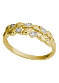 Fingerring Firetti "Schmuck Geschenk Gold 375 Damenring Goldring Tropfen" Gr. 16, gold (gelbgoldfarben, wei&szlig;goldfarben), Fingerringe, Damen, 16, 0,03 P2 = erkennbare Einschl&uuml;sse, Diamanten Gelbgold 375, 1,7mm, Diamanten, Gelbgold 375, Fingerring, mit Brillanten