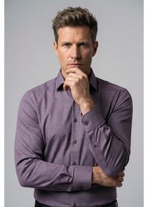 Langarmhemd OLYMP "Luxor", Herren, Gr. 48, N-Gr, aubergine, Web, Obermaterial: 100% Baumwolle, comfort fit normal, 2-Knopf-Manschette, Hemden Langarmhemd, Businesshemd, comfort fit, New-Kentkragen