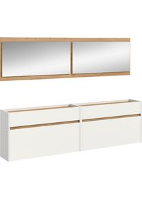 Garderoben-Set Home Affaire "EVRID, 4-teilig, Breite 220 cm, individuell h&auml;ngbar & erweiterbar", wei&szlig; nb, artisan oak nb, B:220cm H:192cm T:32cm, Holzwerkstoff, Kastenm&ouml;bel-Sets, Garderoben-Set, Garderobenkombination, Garderobe, Wandgarderobe, Flur, Diele