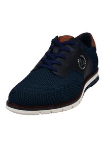 Slip-On Sneaker Bugatti, Herren, Gr. 43, blau (navy, cognac), Lederimitat, Textil, Schuhe Slip-On Sneaker, mit elastischen Gummiz&uuml;gen
