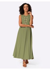 A-Linien-Kleid Casual Looks "Sommer-Kleid", Damen, Gr. 52, Normalgr&ouml;&szlig;en, schilf, 95% Polyester, 5% Elasthan, unifarben, wadenlang, Rundhals, Kleider A-Linien-Kleid