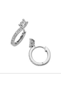 Paar Creolen Firetti "Schmuck Geschenk Silber 925 Ohrschmuck Ohrringe", silber (silberfarben, kristallwei&szlig;, kristallwei&szlig;), Ohrringe, Damen, 12,3mm, Silber 925 (Sterlingsilber), Paar Creolen, mit Zirkonia (synth.)