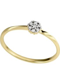 Fingerring Firetti "Schmuck Geschenk Gold 333 Damenring Verlobung Blume floral bicolor" Gr. 19, gold (gelbgoldfarben, wei&szlig;goldfarben), Fingerringe, Damen, 19, 0,07 P2 = erkennbare Einschl&uuml;sse, Diamanten Gelbgold 333, 1,35mm, Diamanten, Gelbgold 333, Fingerring, mit Brillanten