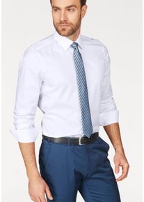 Businesshemd OLYMP "Level Five body fit", Herren, Gr. 44, Verl&auml;ngerter Arm, wei&szlig;, Web, Obermaterial: 97% Baumwolle, 3% Elastolefin, schmal, 1-Knopf-Manschette verstellbar, Hemden Businesshemd, mit extra langem &Auml;rmel