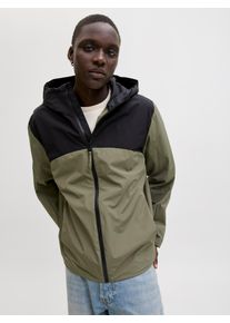 Jack & Jones Kurzjacke JACK & JONES "JJESOHO LIGHT JACKET SN", Herren, Gr. S, gr&uuml;n (dusty olive detail:schwarz blocking), Web, Obermaterial: 100% Polyester, normal, Jacken Kurzjacke, mit Kapuze