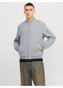 Jack & Jones Blouson JACK & JONES "JJERUSH mit Stehkragen und Rei&szlig;verschlusstaschen", Herren, Gr. L, grau (ultimate grau), Web, Obermaterial: 100% Polyester, unifarben, regular fit taillenbedeckt, ohne Ausschnitt, Rippb&uuml;ndchen, Jacken Blouson, unifarben, modisch, regular fit, Polyester