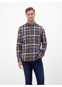 Karohemd Lerros, Herren, Gr. M, N-Gr, bunt (classic navy), Web, Obermaterial: 100% Baumwolle, kariert, regular fit normal, Manschette, Hemden Karohemd, mit Logo Stickerei
