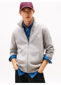 Sweatjacke Tommy Hilfiger "ESSENTIAL FLEECE STAND COLLAR", Herren, Gr. S, medium grau heather, Sweatware, Obermaterial: 60% Baumwolle, 40% Polyester, normal normal, Rippb&uuml;ndchen, Sweatjacken Sweatjacke, mit Stehkragen, regular fit, Rippb&uuml;ndchen