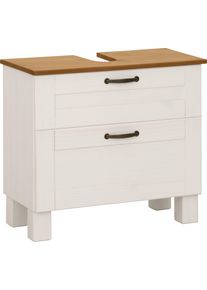 Waschbeckenunterschrank Home Affaire "Rodby", wei&szlig; (wei&szlig;, honig), B:60cm H:55cm T:30cm, Massivholz, Schr&auml;nke, Waschbeckenunterschrank, FSC-zertifiziertes Massivholz, Griffe Metall, Breite 60cm, H&ouml;he 55cm