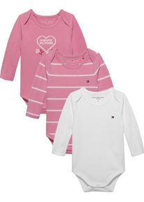 Erstausstattungspaket Tommy Hilfiger "3 PACK BODY L/S GIFTBOX", M&auml;dchen, Gr. 68, rosa (mystic pink), Jersey, Obermaterial: 93% Baumwolle, 7% Elasthan, unifarben, KOB Set-Artikel Erstausstattungspaket, f&uuml;r Babys