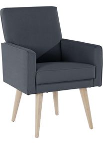 Sessel exxpo - SOFA FASHION "Lungo, Loungesessel mit moderner Kedernaht, bequem und elegant", grau (anthrazit), B:64cm H:89cm T:67cm, Sessel, Sessel, Breite 64 cm, hoher Holzfu&szlig;
