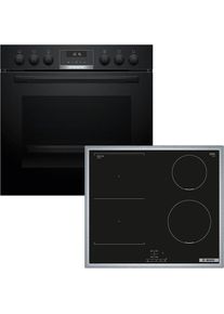 Bosch, Induktions Herd-Set &raquo;HND616LS68&laquo; mit Backwagen Hydrolyse 3D Hei&szlig;luft, Schwarz, Display: LCD-Display