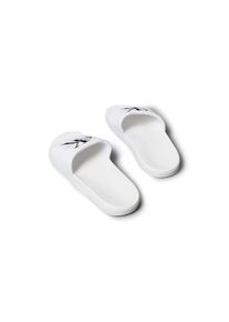 Calvin Klein Jeans, Damen, Pantolette &raquo;ESS SLIDE CV&laquo; Badeschuh, Flat, Poolslides mit Logoschriftzug, wei&szlig;, 43, wei&szlig;, F&uuml;r Strand- und Badeausfl&uuml;ge 