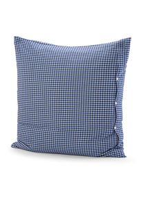 Leinenweberei Vieb&ouml;ck Kopfkissenbezug Bauernkaro Blau-Wei&szlig; 80 &times; cm