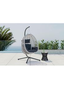 Ambia Garden H&auml;ngesessel, Grau, Dunkelgrau, Metall, Kunststoff, Textil, F&uuml;llung: Polyester,Polyester, 94x111x68 cm, Gartenm&ouml;bel, Gartenschaukeln, H&auml;ngesessel