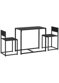 HOMCOM Dining Table and Chairs Set 2, Dining Room Sets, Rectangular Space Saving Table and 2 Chairs for Compact Kitchens, Steel Frame, Black | Aosom Ireland