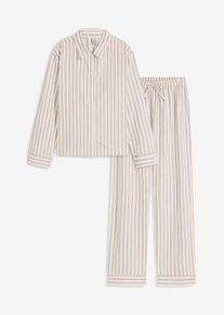 bonprix D&aacute;mska Dom&aacute;ce oblečenie z tkanej bavlny, oversized, biela, 48/50