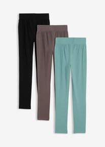 bonprix Legginsy z elastycznej mieszanki bawełny organicznej (3 pary), zielony, 140