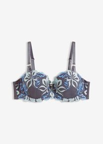 Reggiseno a balconcino con ricami delicati, Grigio, Taglia 100D, bonprix
