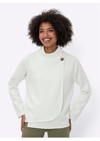 Sweatshirt Heine, Damen, Gr. 34, beige (ecru), 50% Modal, 44% Polyester, 6% Elasthan, unifarben, Rundhals, Sweatshirts Sweatshirt