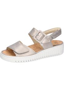 Waldl&auml;ufer Plateausandale WALDL&Auml;UFER "H-WILLOW", Damen, Gr. 8 (42), gold (goldfarben), Nappaleder, metallic, Basic, Schuhe Plateausandale, Sommerschuh, Klettschuh, Bequemschuh mit Korkfu&szlig;bett, H-Weite