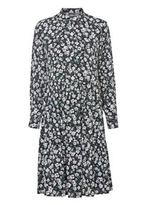 Damen Blumenkleid mit Knopfleiste in schwarz-ecru-gemustert ,Gr&ouml;&szlig;e 36, WITT, 100% Viskose