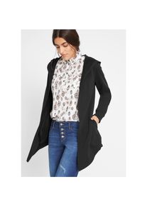 bonprix Sweatjacke mit Kapuze, f&uuml;r vielseitige Alltagslooks, schmale Passform schwarz, Gr&ouml;&szlig;e 36/38 (S)