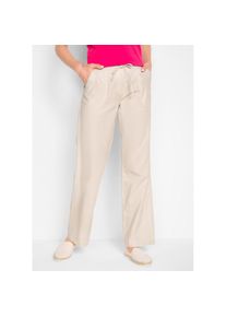 bonprix Leinenhose Loose Fit, mit Kordelzugbund, mit Eingrifftaschen, mit Ges&auml;&szlig;taschen beige, Gr&ouml;&szlig;e 50
