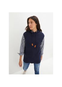 bonprix Pullunder mit Stehkragen und Kapuze, Oversize Passform, melierte Optik blau, Gr&ouml;&szlig;e 52/54 (XXL)