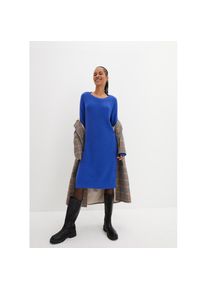bonprix Strickkleid Oversize-Rippstrick, bequeme Passform, seitliche Schlitze blau, Gr&ouml;&szlig;e 56/58 (XXXL)