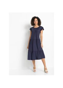 bonprix Midikleid f&uuml;r den Alltag, aus Viskose, A-Linie, mit Knopfverschluss im Nacken blau, Gr&ouml;&szlig;e 32/34 (XS)