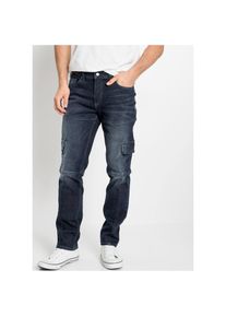 bonprix Cargojeans &raquo;Slim Fit Cargo-Stretch-Jeans, Straight&laquo; Slim Fit, aus Baumwolle und Elasthan, mit gewaschener Optik blau, Gr&ouml;&szlig;e 50