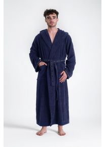 Herrenbademantel Bruno Banani "Danny, Normall&auml;nge & &Uuml;berl&auml;nge, auch in extra lang, Hotelbademantel" Gr. XXXL, blau (marine), L:145cm, Walkfrottee, Hausm&auml;ntel, Herrenbademantel, mit Logostreifen, Herren Bademantel aus 100% Baumwolle, S-4XL