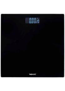 Personenwaage Wenko, schwarz, B:31,2cm H:2,2cm T:28cm, Glas, Kunststoff, Personenwaagen, Personenwaage, digitale K&ouml;rperwaage mit LCD-Display