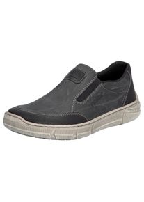 Slipper Rieker, Herren, Gr. 45, Textil, grau (grau, schwarz), Lederimitat, Schuhe Slipper, Slip-on Sneaker, Halbschuh, Schlupfschuh mit beidseitigem Gummizug