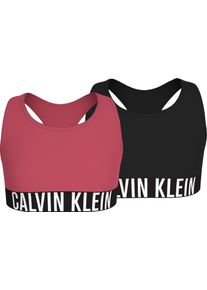 Bralette "2PK BRALETTE", M&auml;dchen, Gr. 128/134, N-Gr, schwarz (deep crimson fruit, pvh schwarz), Jersey, Obermaterial: 95% Baumwolle, 5% Elasthan, Calvin Klein Underwear, unifarben, k&ouml;rpernah, BHs Bralette, mit Logobund