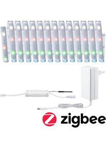 Paulmann LED-Streifen "MaxLED 250 Basisset Smart Home Zigbee IP44 22W 100 1000lm", silber (silberfarben), Dioden 150 Stk. Flammen 1 Stk., Gesamtl&auml;nge 5m, Lichterketten, 5m, RGBW, beschichtet, LED-Streifen