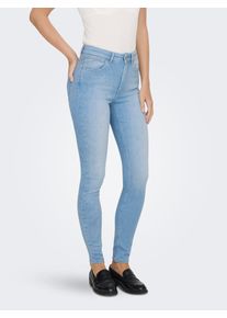 High-waist-Jeans Only "ONLBLUSH HW SKINNY ANK DNM REA008 NOOS", Damen, Gr. XL, L&auml;nge 30, light blau denim, Denim/Jeans, Obermaterial: 91% Baumwolle, 5% Polyester, 4% Elasthan, unifarben, skinny fit kn&ouml;chellang, Jeans High-waist-Jeans, Bleach Wash f&uuml;r einen Faded-Look