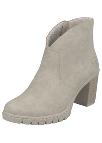 Ankleboots Rieker, Damen, Gr. 41, grau (beige), Nubuklederimitat, unifarben, Schuhe Ankleboots, Stiefelette, Plateauboots, Blockabsatz, in eleganter Optik