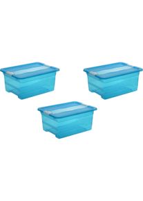 Organizer keeeper "cornelia", blau, B:29,5cm H:17,5cm T:39,5cm, Kunststoff, Aufbewahrungsboxen, Organizer, Aufbewahrungsbox, 12 L, mit Deckel, Schiebeverschluss