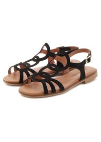 Sandale Lascana "Sommerschuh", Damen, Gr. 38, schwarz, Obermaterial: 100% Rindsleder. Decksohle: 100% Textilmaterial. Futter: 100% Textilmaterial. Laufsohle: 100% Synthetik, unifarben, Basic, Schuhe Sandale, aus hochwertigem Leder, Sandalette, Sommerschuh