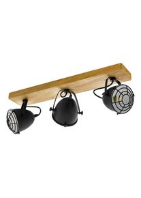 Eglo Deckenspot "GATEBECK Strahler, Stahl und Holz, E14, IP20, Wohnzimmerlampe, Lampe", beige (natur schwarz), 3, &Oslash; 0cm H: 20,5cm, 1 Stk., Leuchten, Spot, Wohnzimmer, L59 x B11 x H20,5 cm, natur, schwarz, 3X40W exkl., Deckenspot