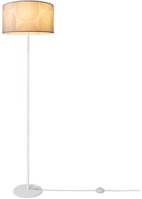Paco Home Stehlampe "Luca Pillar", wei&szlig;, &Oslash; 38cm H: 144cm, Leuchten, Wohnzimmer Stehlampe Mit Schirm B&uuml;ro Modern Retro Muster E27, Stehlampe